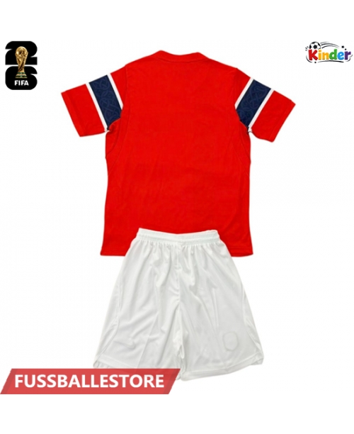 Günstige Norwegen Heimtrikotsatz Kinder WM 2026 Kurzarm (+ Kurze Hosen)